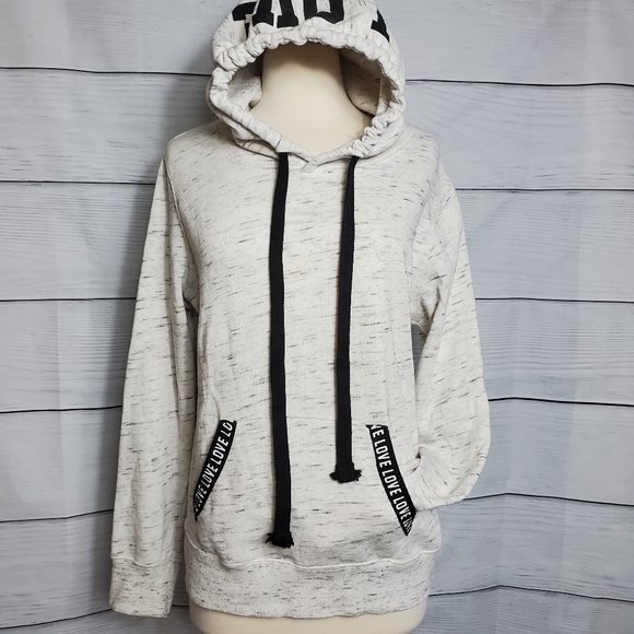 Reflex | Sweaters | Reflex Unisex White Hoodie Sweater Love Logo Sz L |  Poshmark